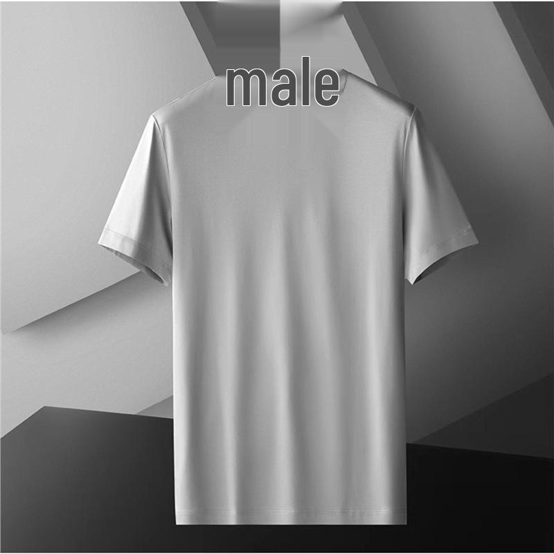 Herren Sommer Schnelltrocknendes Eisseiden-T-Shirt - Kurzarm, Unifarben, Elastische Modal-Baumwolle.