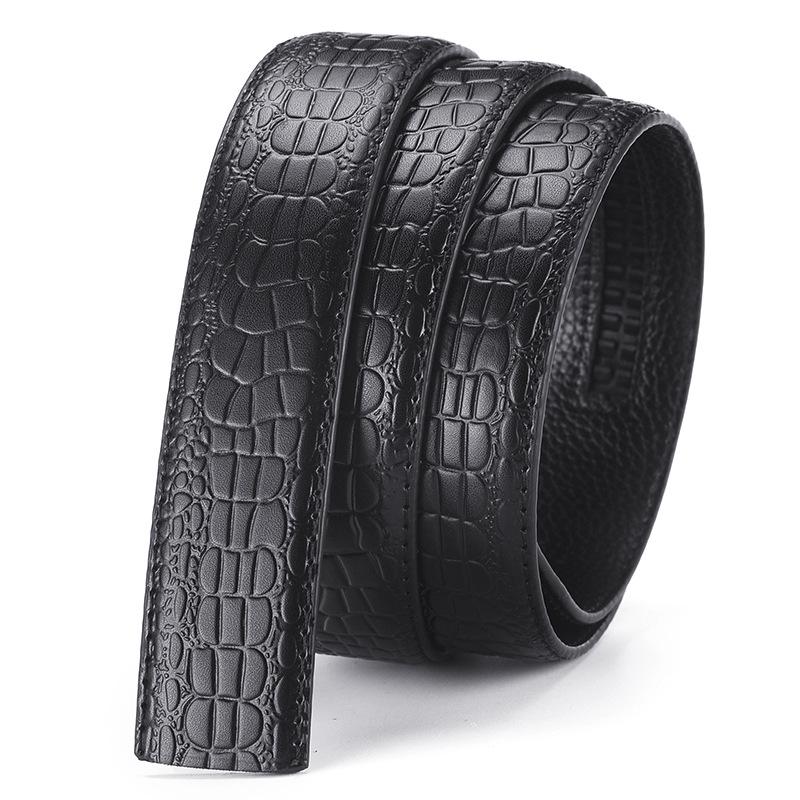 Headless Men's 3.5cm Leather Belt Strap with Automatic Buckle-Free Design