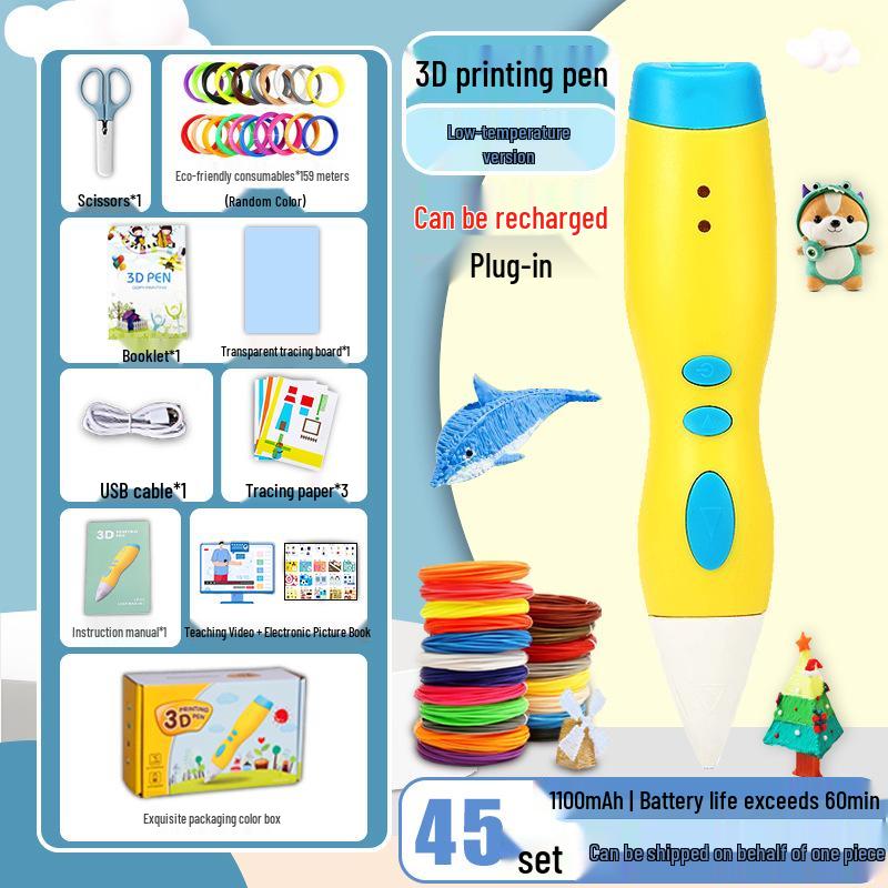 Rechargeable Low Temperature 3D Printing Pen for Kids - 1100mAh PCL Children's Day Gift