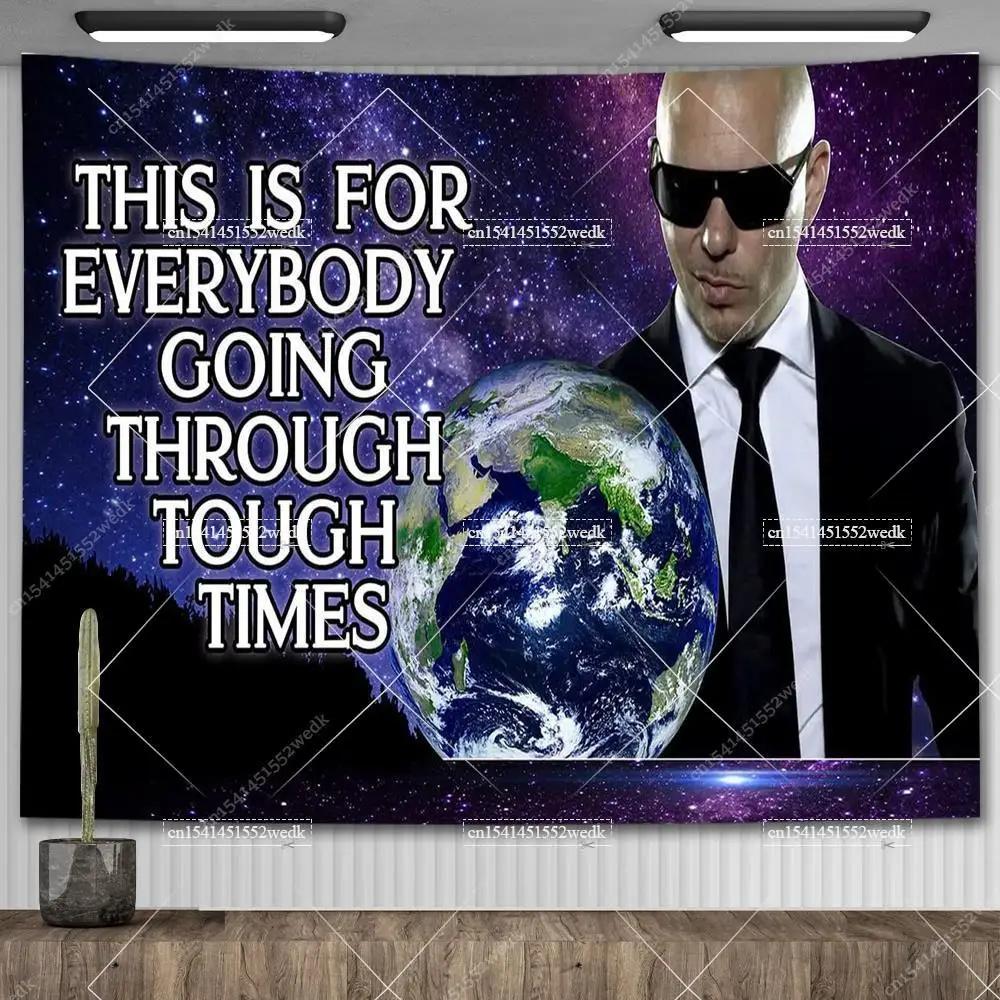 Mr Worldwide Dice To Live Laugh Love Telo da Parete MR 305 Pitbull Meme Telo da Parete Grande Tessuto Appeso a Parete Teli Tappetini Yoga