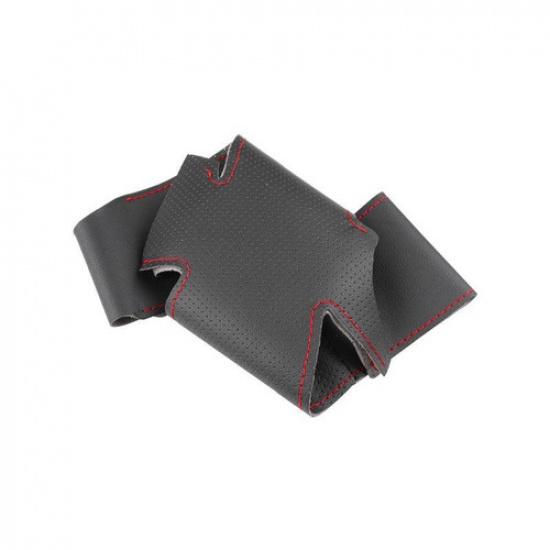 Black Steering Wheel Leather Cover For Honda Civic 10th 16-19 CRV CR-V Clarity Black with red line