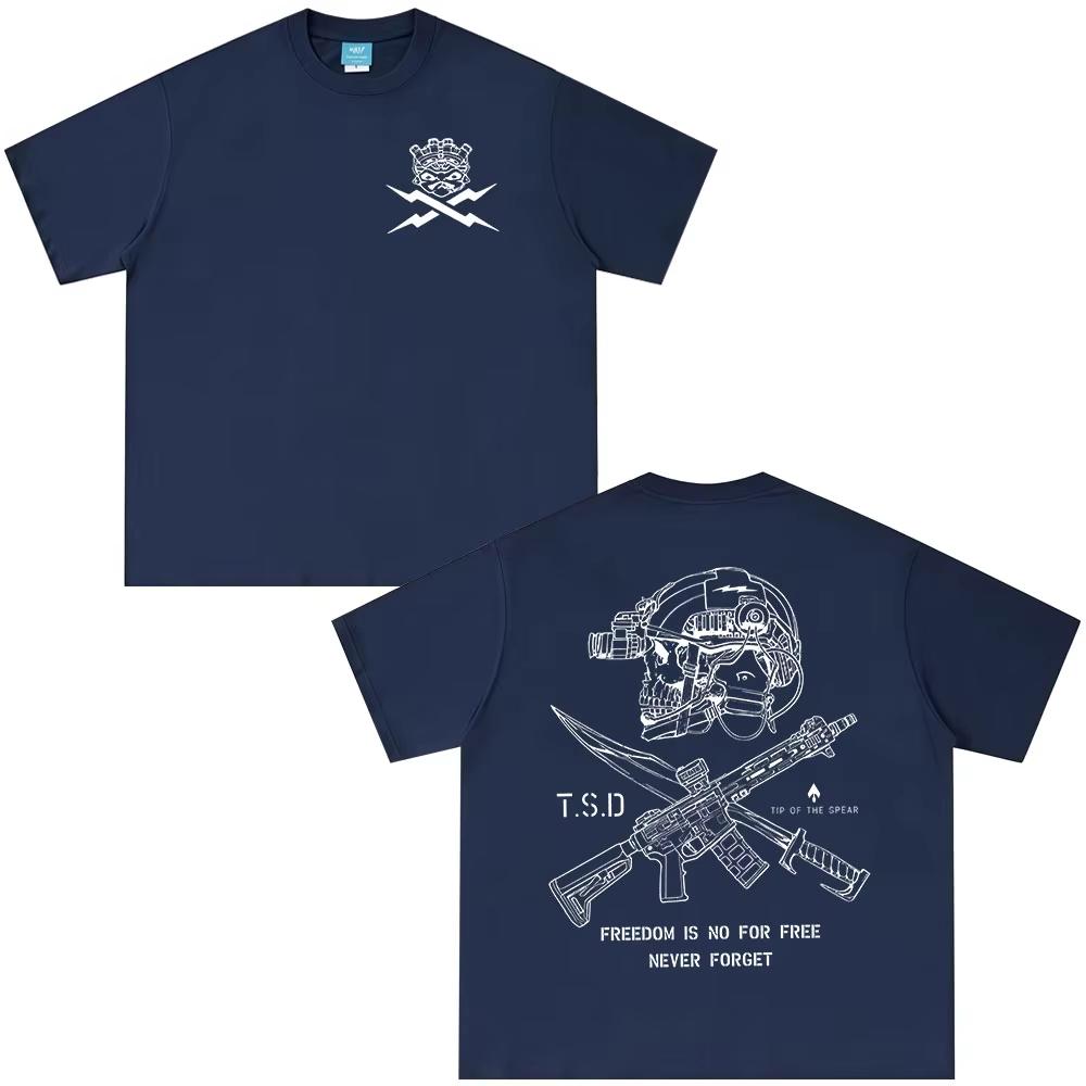 Men's shirt Summer oversized Tip of The Spear Sparta Tactical Skeleton graphics Women's Y2k streetwear Tshirt