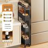 Multi-Layer Narrow Trolley Storage Rack with Wheels for Kitchen or Bathroom