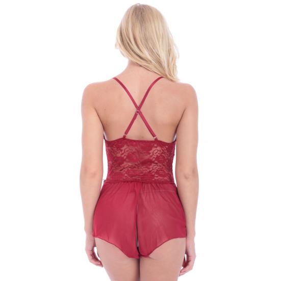 Women's Sheer Mesh Mini Slip Dress Sexy Lace Chemise V Neck Sleepwear Spaghetti Strap See-Through Nightgown