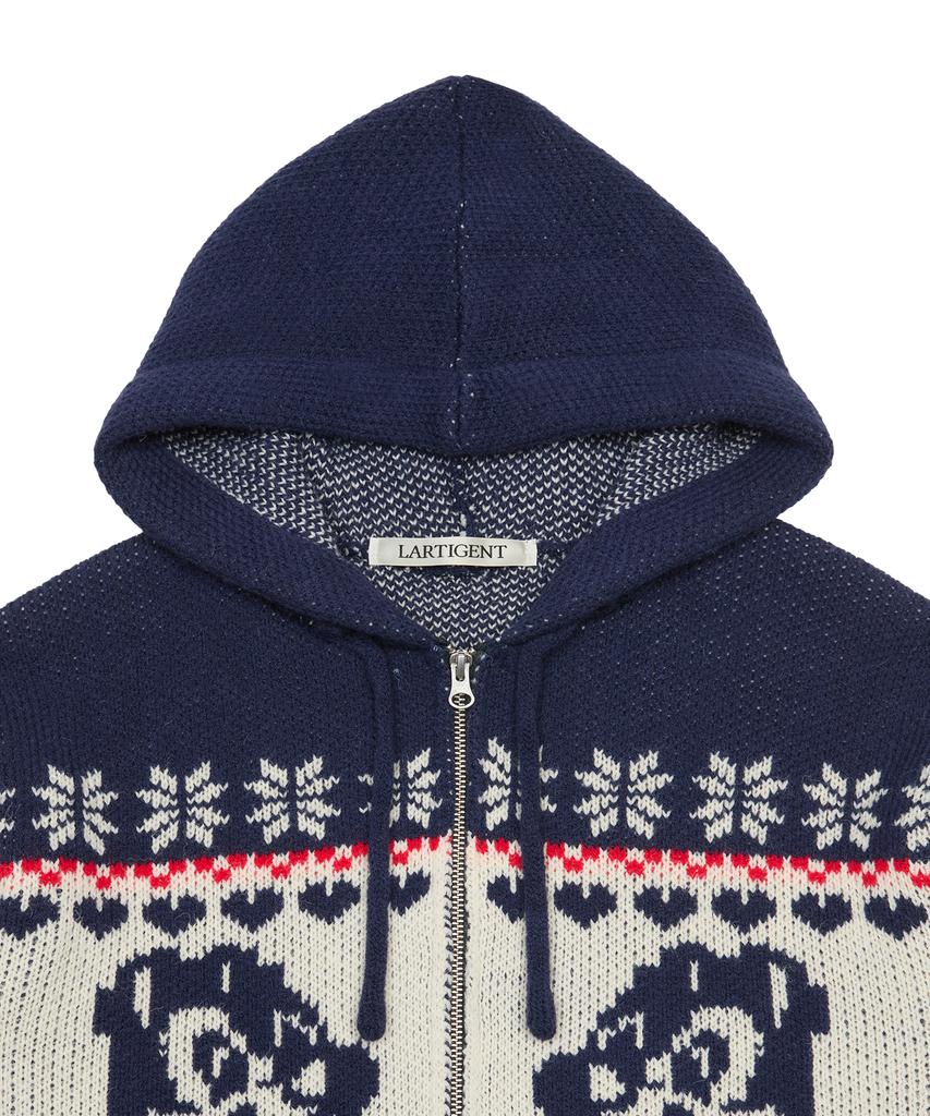 LARTIGENT [Disney] Chip And Dale_Knit Hood Zip-Up(Navy)