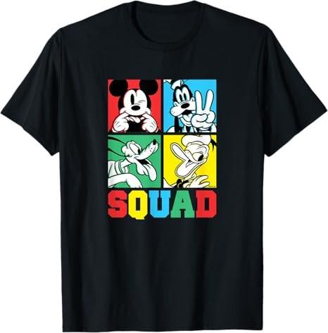 Mickey Goofy Donald Pluto Squad Black TShirt S