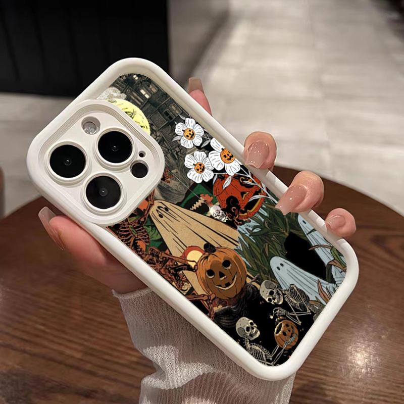 Halloween White Ghost Among Flowers Pattern Phone Case For Xiaomi 14T Pro 13 12 11 Lite 5G 14 13 13T 12T Shockproof Bumper Cover