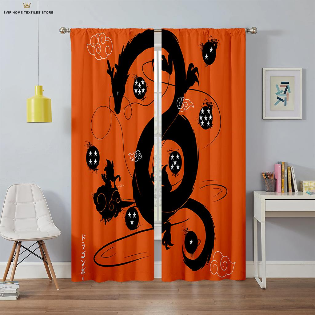 Anime Cartoon Bedruckte Vorhänge, Polyesterfaser Stangentaschenvorhänge, Kinderzimmer, Wohnheim Dekorative Vorhänge, Maschinenwaschbar,