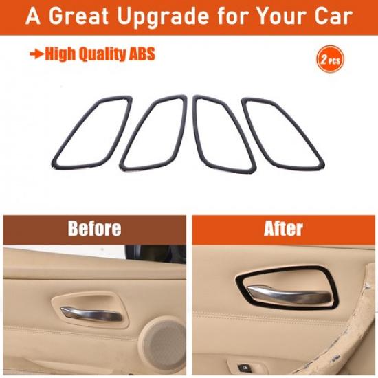 Glossy Black Inner Door Bowl Trim Sticker For BMW 3-Series E90 E91 E92 05-12