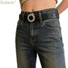 Women's Fashion Versatile Trend Decorative Suit PUThin Belt Rhinestone Leather Style Jeans Belt Simple Decorative Belt