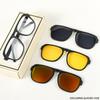 A New Set of Magnetic Clip-On Design Fashion Sunglasses, 1 Frame, and 3Interchangeable Lenses, Unisex New Circle Glasses Set