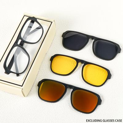 Un Nuevo Set de Gafas de Sol de Moda con Diseño Magnético Clip-On, 1 Montura y 3 Lentes Intercambiables, Set de Gafas Redondas Nuevas Unisex