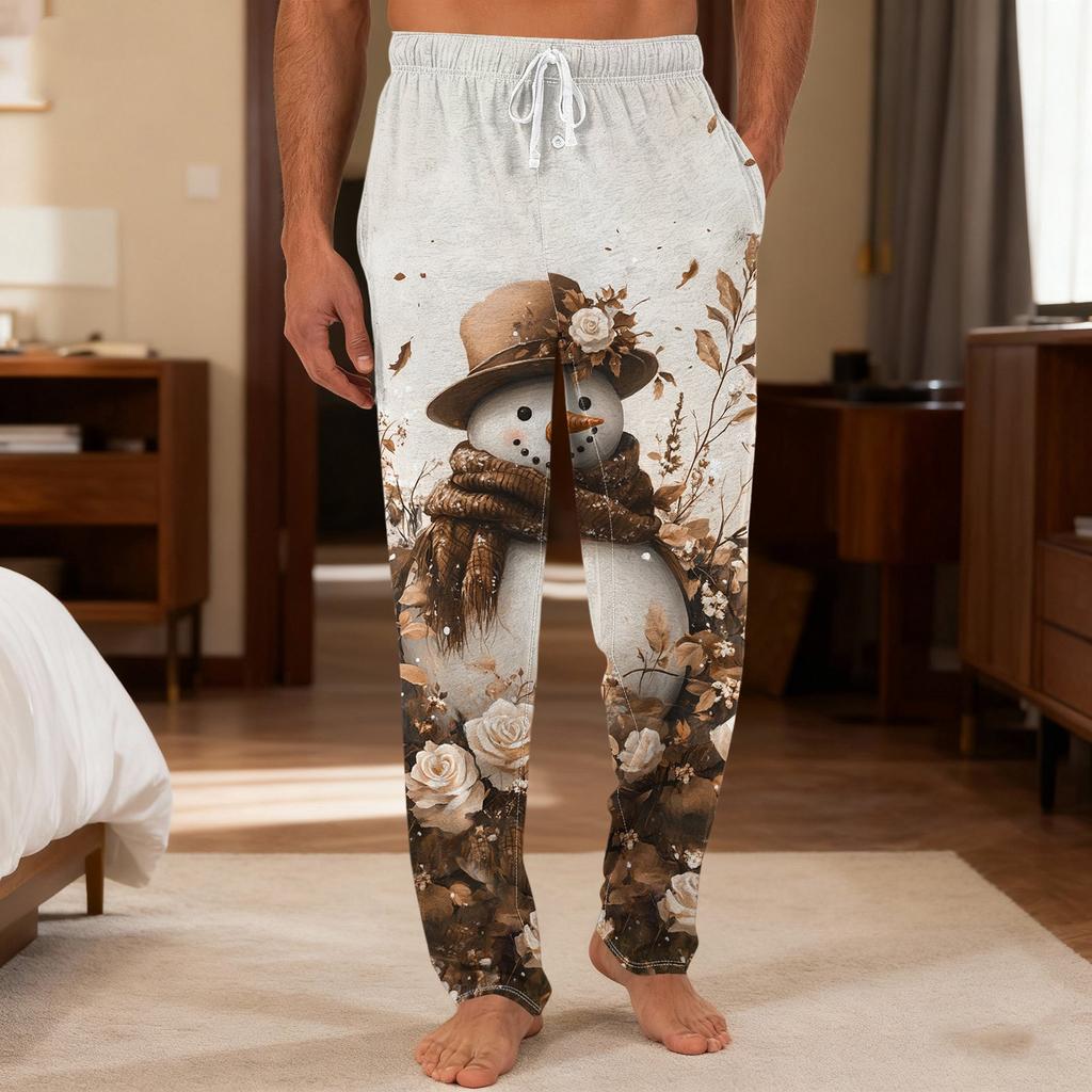 Herre Ensfargede Strikkede Ensfargede Lomme Fritidsbukser Hjem Pyjamasbukser