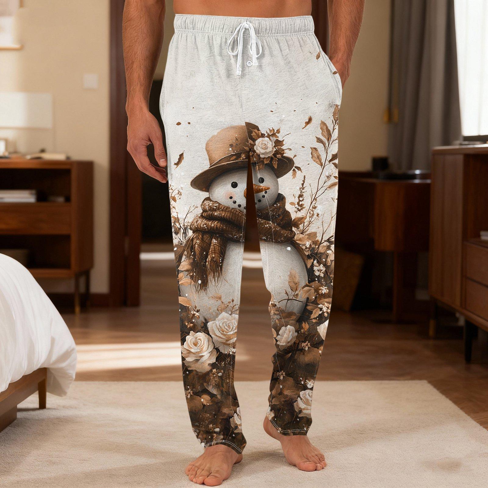 

Мужские повседневные брюки с однотонным вязанным узором и карманами для домашней пижамы XXL белый