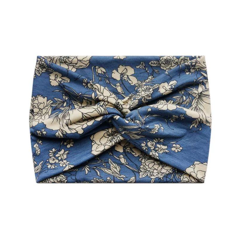 European and American Bohemian Elastic Cross Headband with Paisley Pattern and Knotted Design