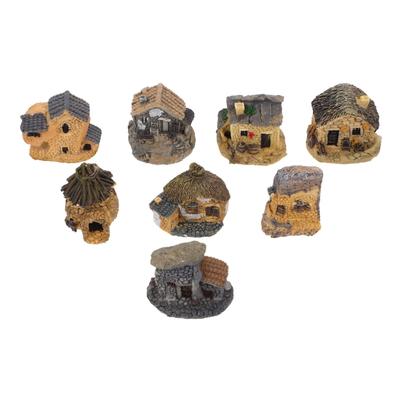 Kisangel Miniature House Set of Resin Micro Miniature DIY Stone Landscape Aquariums Figurines, 8, Houses, Buildings, Landscapes, Succulents,