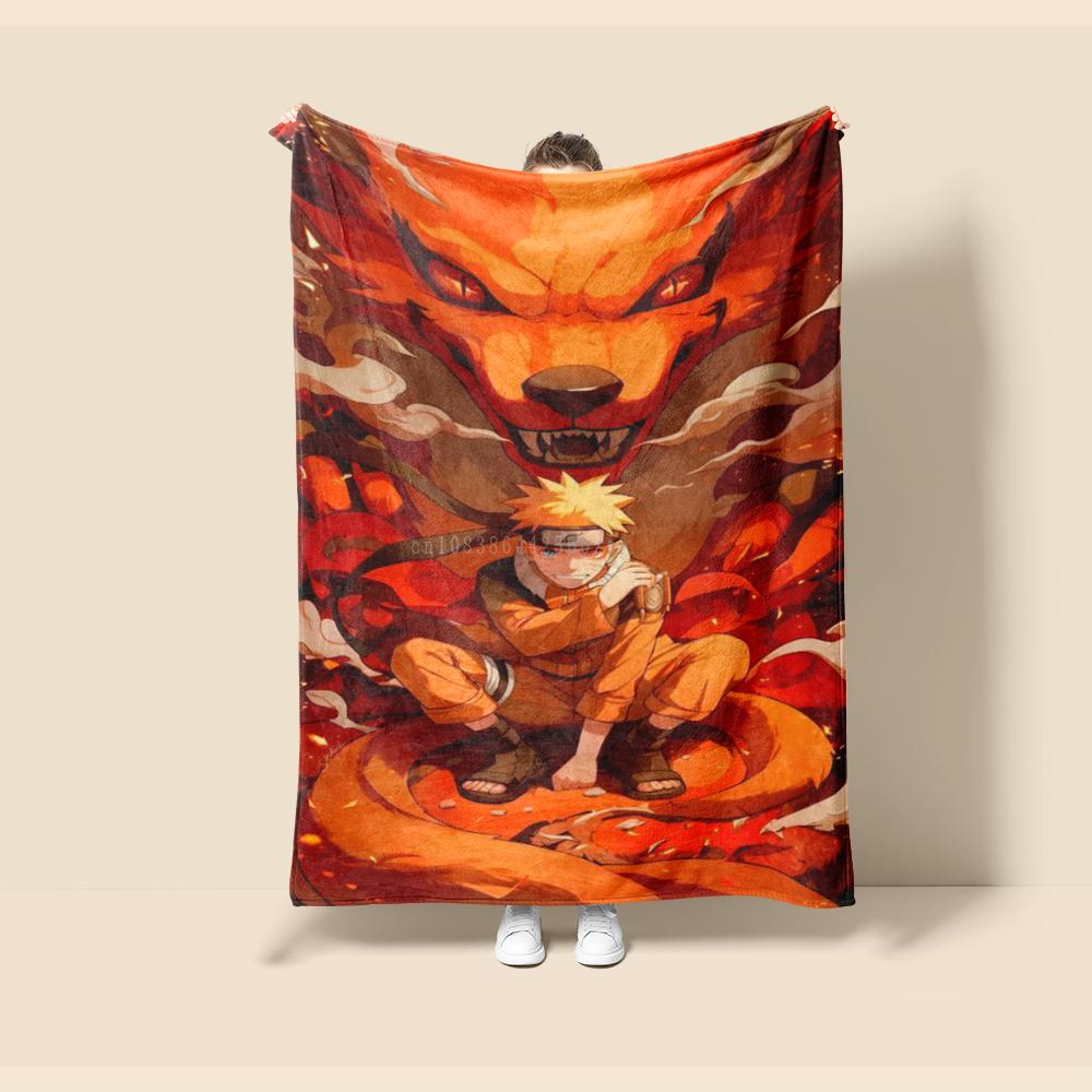 Flannel Naruto Cartoon Seasonal  Blanket. Use for Sofa, Bed, Living Room, Travel Picnic, Thin Blanket Kids Gift
