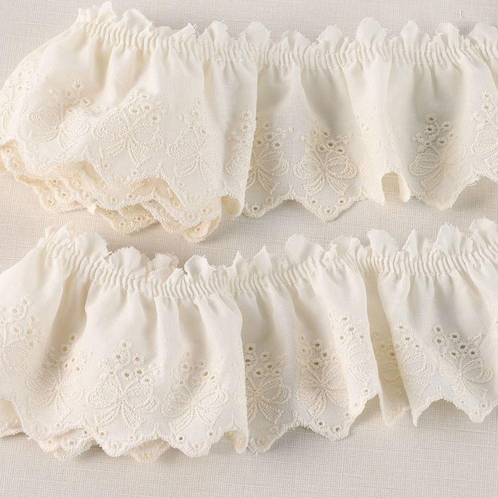 Clothing Accessories White Ruffle Lace Trim Ruffle Design Cotton Lace Fabric Width 7cm Clothes Trimming