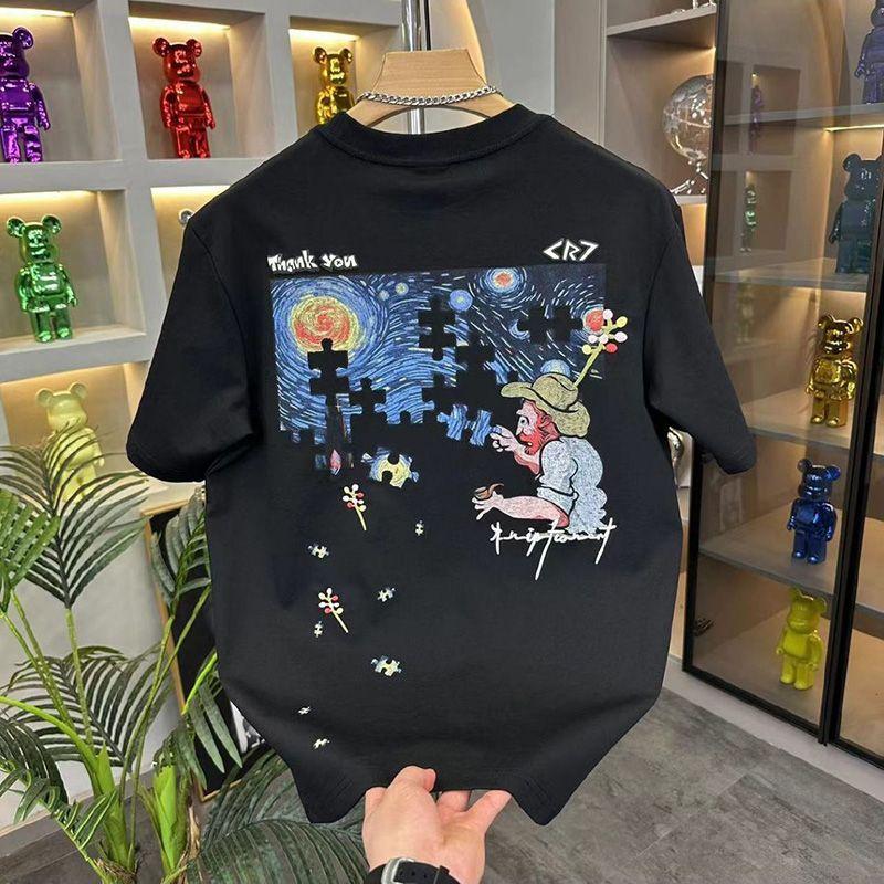 New High-end American Trendy Short-sleeved T-shirt Men's Internet Celebrity Couple Tops