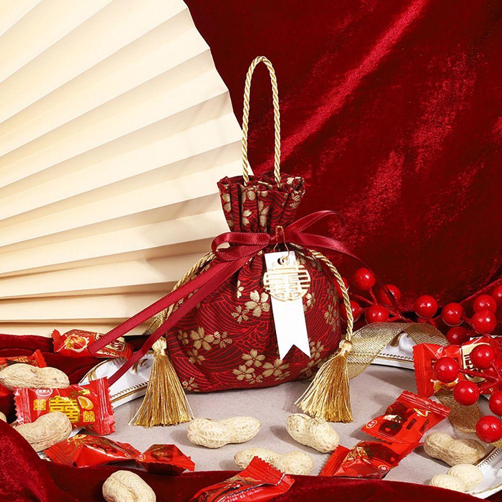 Without Words Wedding Gift Bags Cotton Blessing Packing Cartoon Drawstring Bag