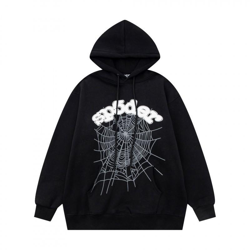 Sp5der Hoodie Unisex Oversized Cotton Pullover With Foil Letter Print Fall Casual Streetwear