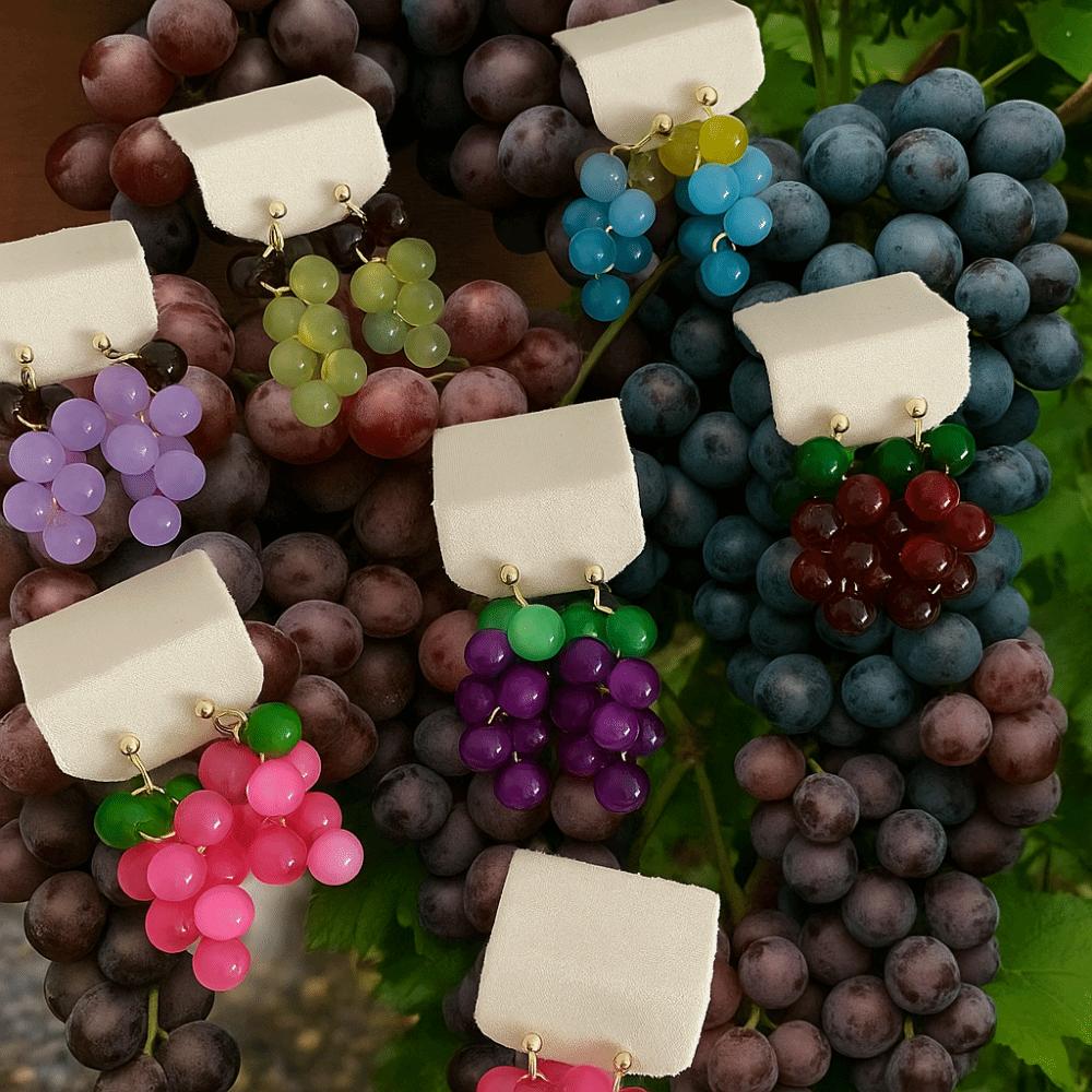 Korean Style Grape Earrings Bohemia Earrings Beads Earrings Sweet Fruit Dangle Earring  Summer
