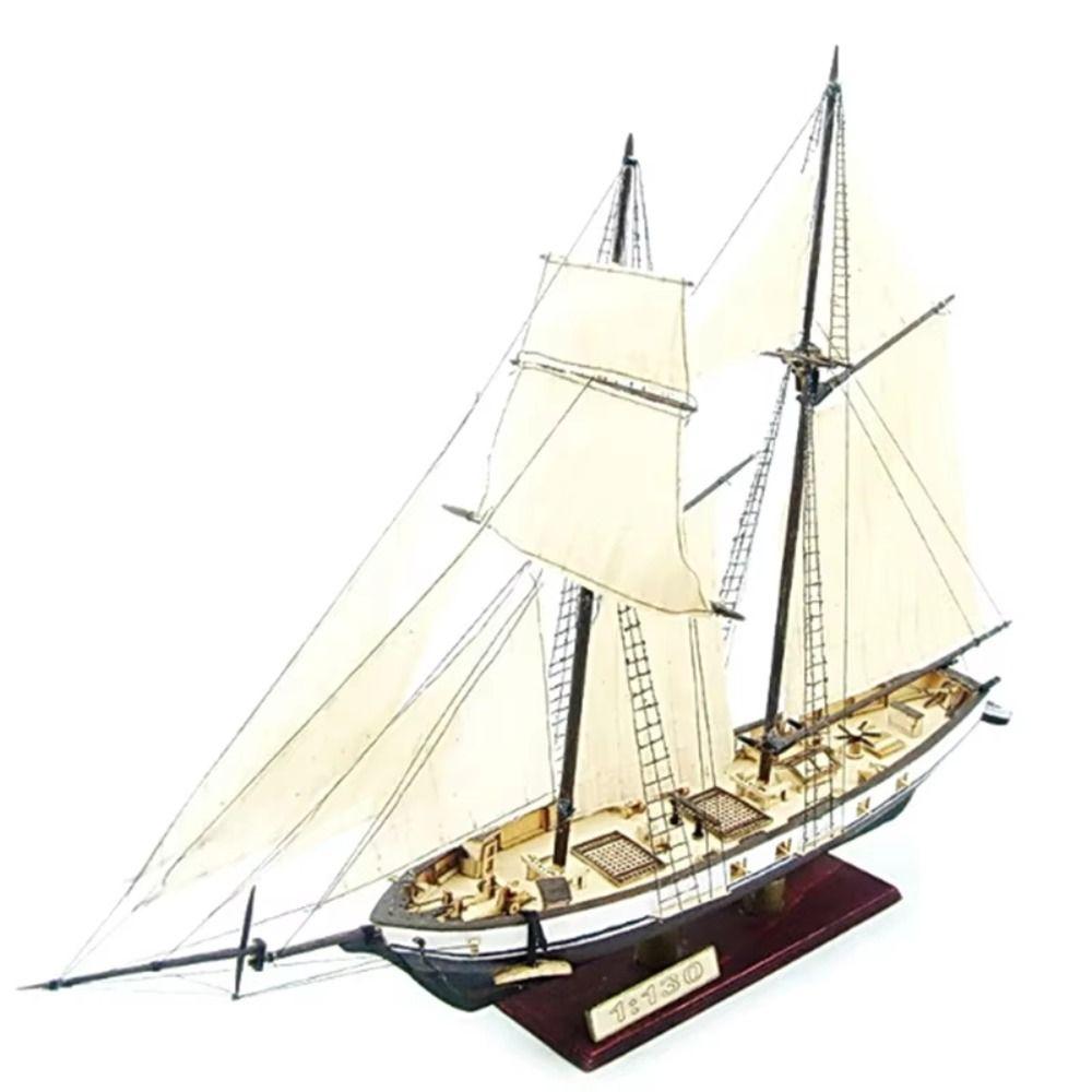 Home Decoration Wooden Ships Model 1:100 Scale Wooden Sailing Boat Boat Assembly Toy DIY Hobby