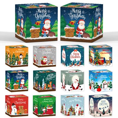 12/6pcs Merry Christmas Gift Boxes Santa Claus Elk Treat Cookie Candy Packing Box For Cristmas New Year Party Decor Xmas Navidad