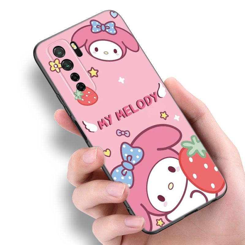 Cute My Melody Black Silicone Phone Case For Huawei Nova 8 9 10 SE 11 Ultra 12 Pro 7i 8i 11i 11E Y70 Plus Y60 Y61 Y71 Y90 Y91