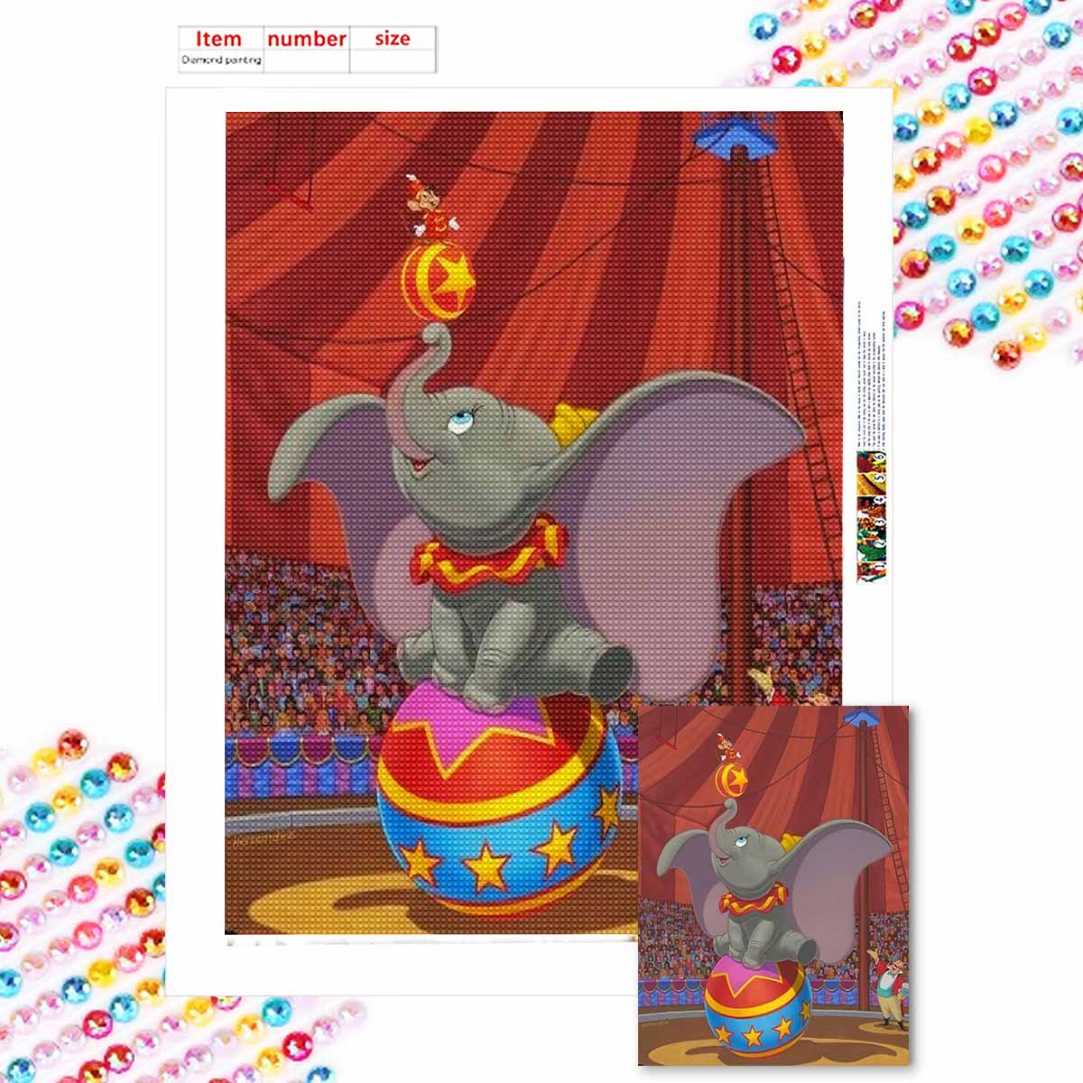 

5D Алмазная Живопись Сделай Сам Дамбо и Мышонок Полная Выкладка Стразы Мозаика Вышивка Изделия Ручной Работы Домашний Декор Подарок Round 20x30cm