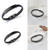 Fashionable Vintage Black Stainless Steel Bracelet Wholesale Woven Leather Cuff