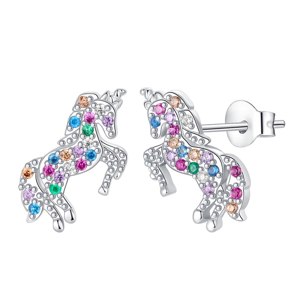 925 Silver Charms Horse Horseshoe Carrousel Earring Beads Pendant Bracelets Necklaces Womens DIY Jewelry Gift