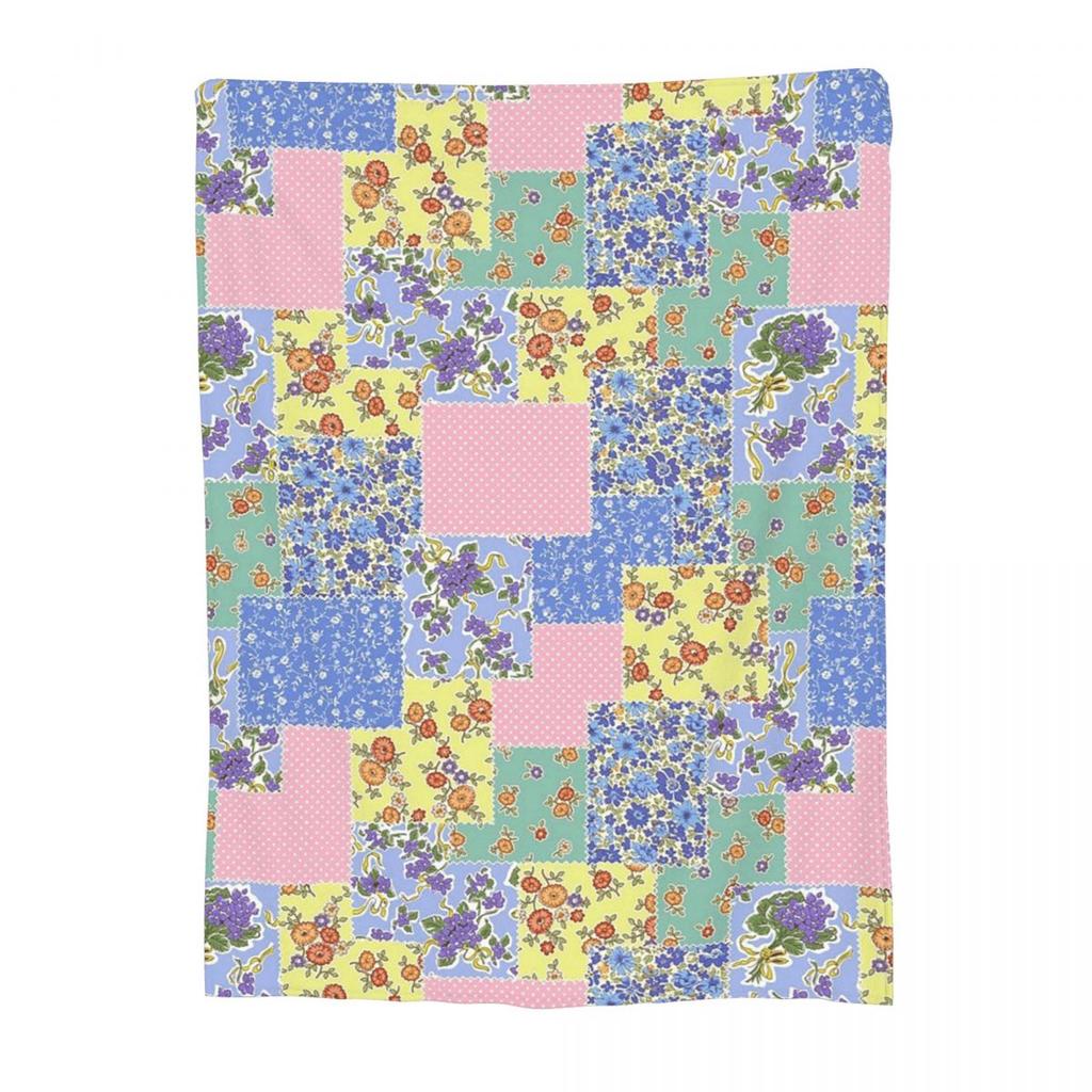 Patchwork Quilt By Tea With Xanthe Blanket Soft Warm Flannel Throw Blanket Plush for Bed Living Room Picnic Travel Home Sofa