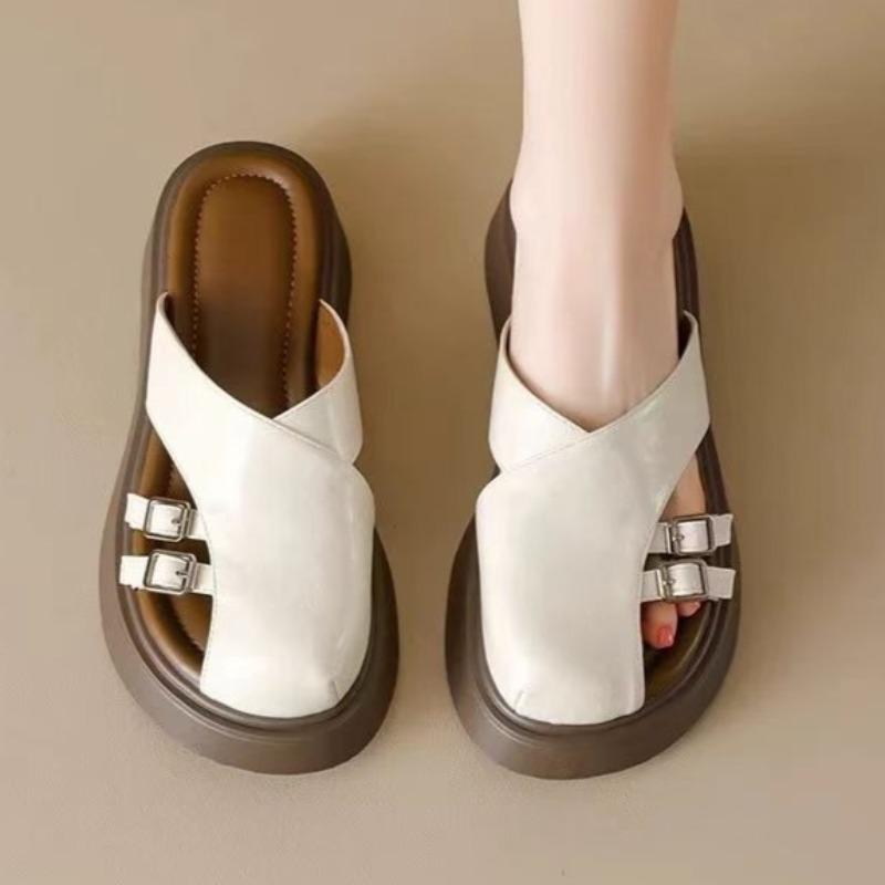 

Fashion New Platform Women Slippers Mid Heels Shoes Designer Classical Heeled Sandals 2025 Fashion Elegant Flip Flops Dress Zapatillas 40 покинуть белый