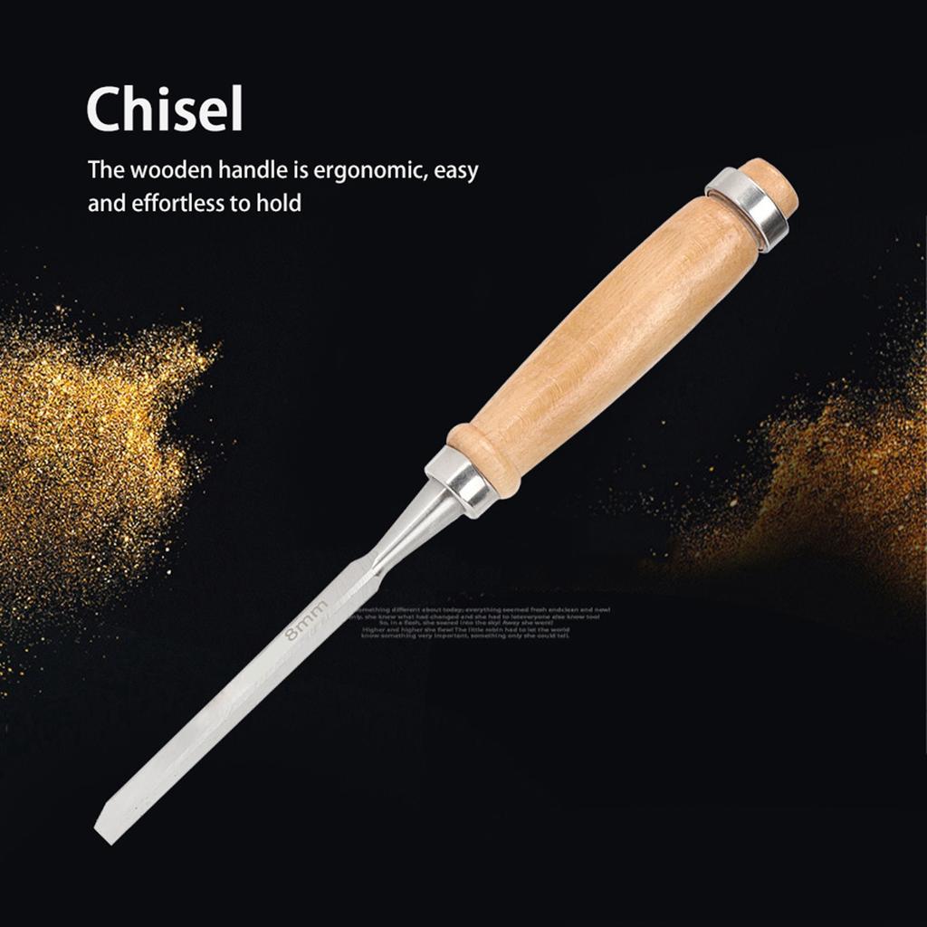 Wood Chisel Durable Chrome Vanadium Alloy Steel Carpentry Woodworking Hand Tool 8mm