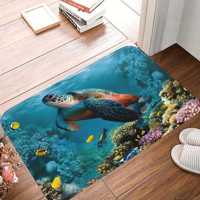 1 Stück Meeresschildkröte Küchenteppich Rutschfeste Türmatten Pop-Design Badezimmerteppich Badematte Teppich für Zuhause Spüle Wäsche Dekor