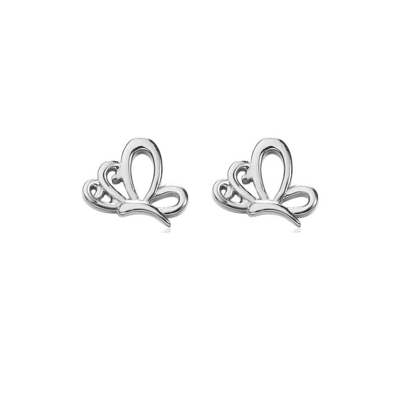 

Серьги-бабочки для женщин простые серебряные полые, маленькие изысканные и универсальные серьги простые модные и темпераментные серьги