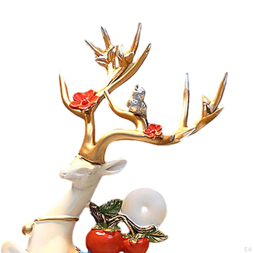 2Pcs Reindeer Statues Decorative Collectable Deer Figurine Lover Sculpture for Dining Room