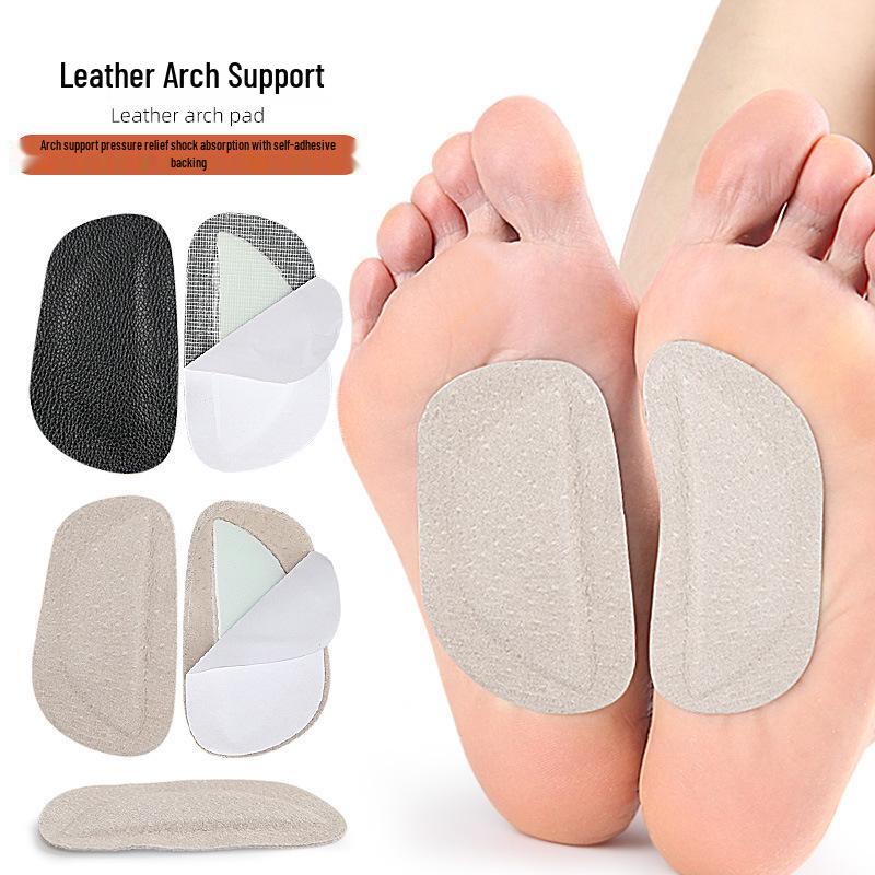 Latex Leather Arch Support Insoles - Soft, Self-Adhesive Pads for Flat Feet, Valgus & Varus Correction