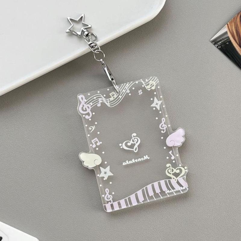 Angel Piano Themed 3 Inch Photocard Holder Acrylic Hard Card Sleeve Scratch Resistant Protector for Idol Card Collection