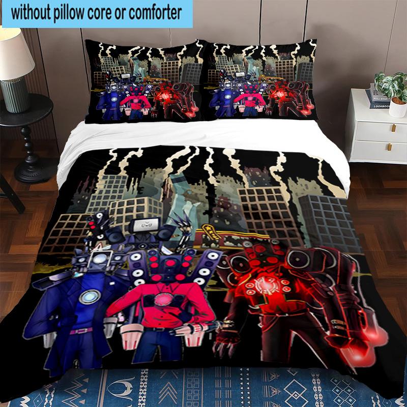 3PCS Robot Invasion Alert 3pcs Bedding,Including 3PCS Duvet Cover And 2pcs Pillowcases Perfect for Christmas,Ideal for Bedroom, Dormitory