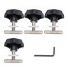 4PCS 50mm / 1.97in Locking Rail Mounting Screws Metal T Shaft ABS Black Knob Head T Bolts Locking Rail Bolts Seat Rail Fixing