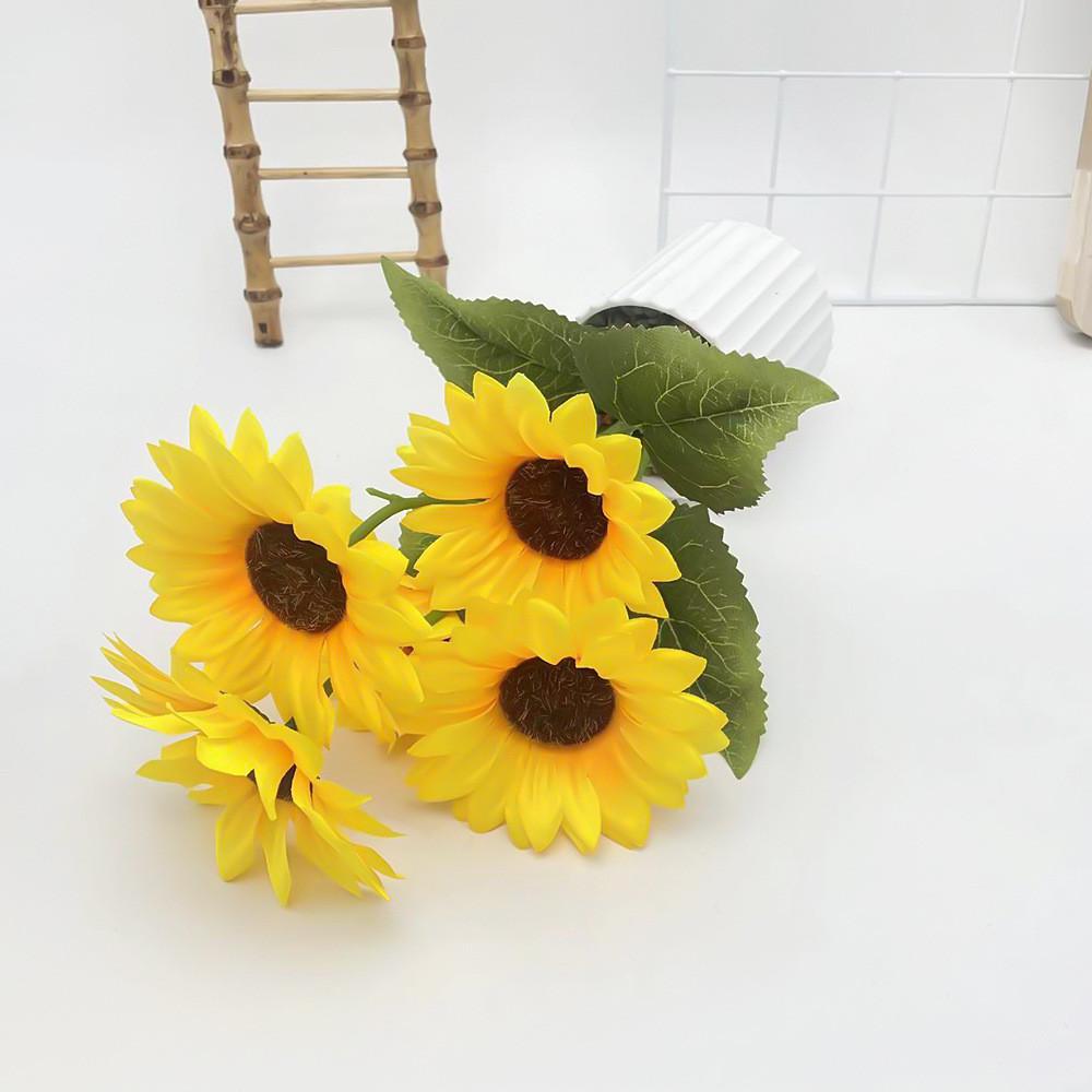 Sunflowers Flower Decor With Silk Fabric Rain Flower Stones For Wedding And Photography Props