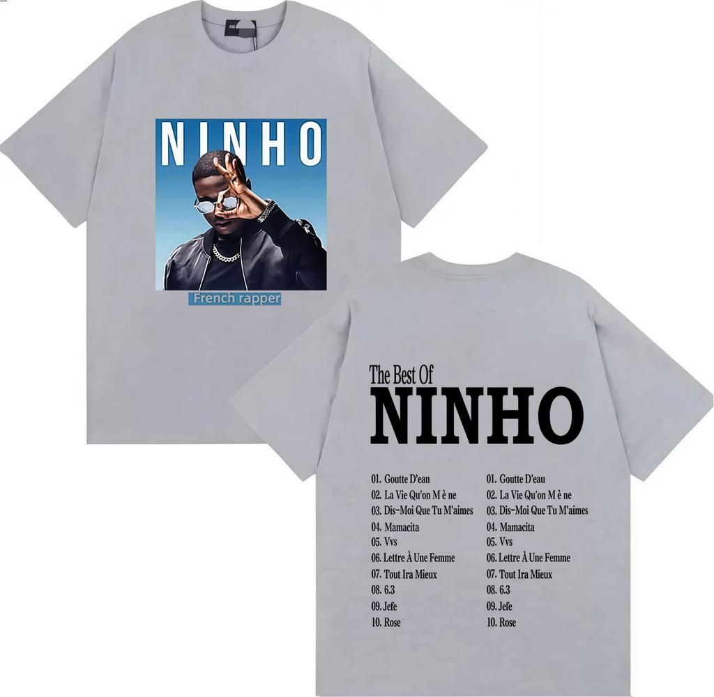 French Pop Rapper Ninho Gothic Graphics High Quality Tshirt Oversized Casual Cotton Tees Mens Women Hip Hop T Shirts Streetwear