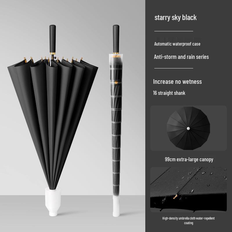 Women's High-End Automatic Long-Handled Umbrella with Straight Rod - Suitable for Rain or Shine and Men's Business Logo