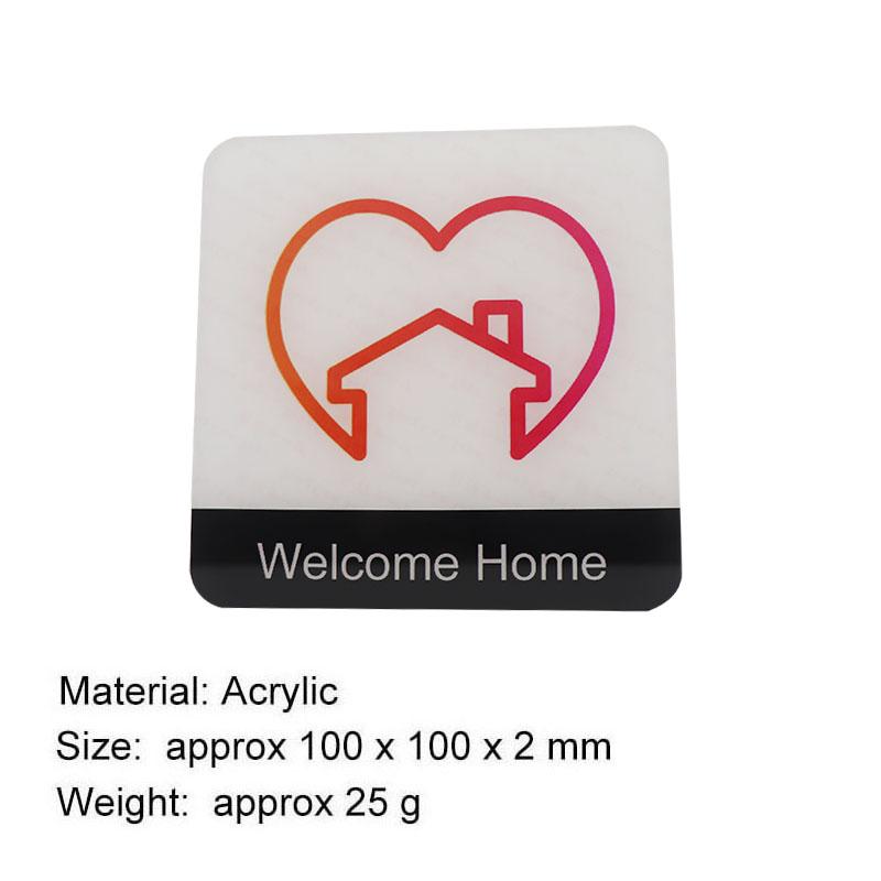 Pop Black Acrylic Creative Signage Welcome Home Sign Wall Label Sticker Warning Badge for Family Houses Residential Apartment Home