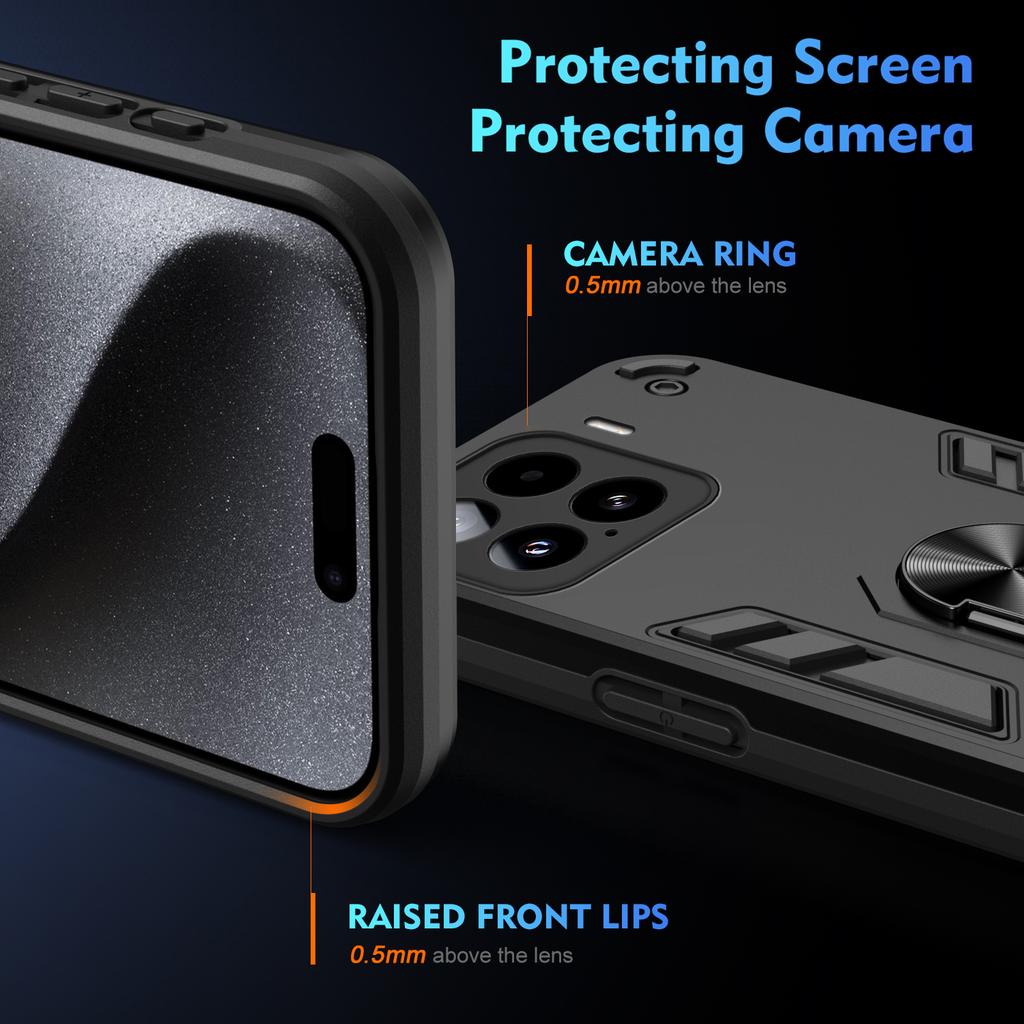 Military Grade Case for Xiaomi 17T 15T Pro Mi 15 5G Protective Cover Shockproof Ring Stand Holder Fundas Coque