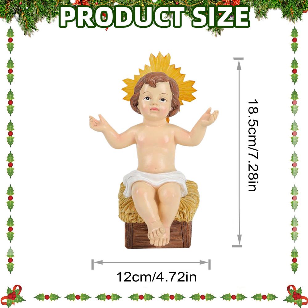 Baby Jesus Luminous Resin Saint Baby Jesus Figurine with Light Collectible Christian Table Piece Figurines for Nativity