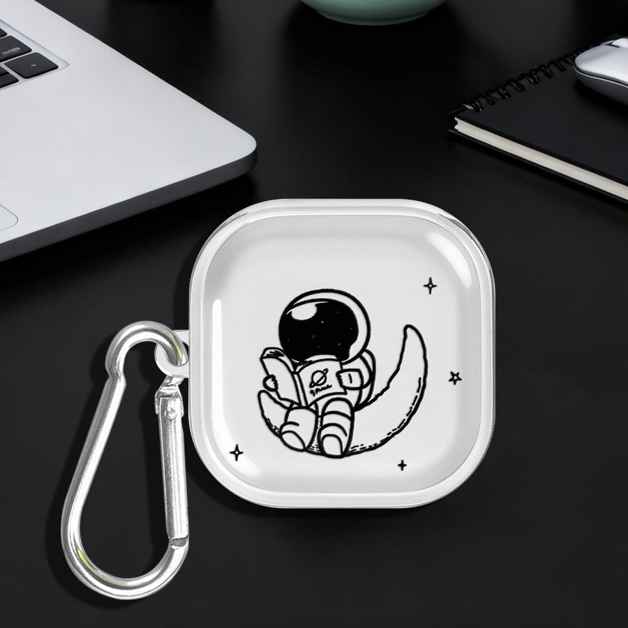 Space Moon Astronaut Clear Earphone Cases Cover With Hook Case For Samsung Galaxy Buds 3 FE 2Pro 4Pro 4 Pro 2 3Pro Live