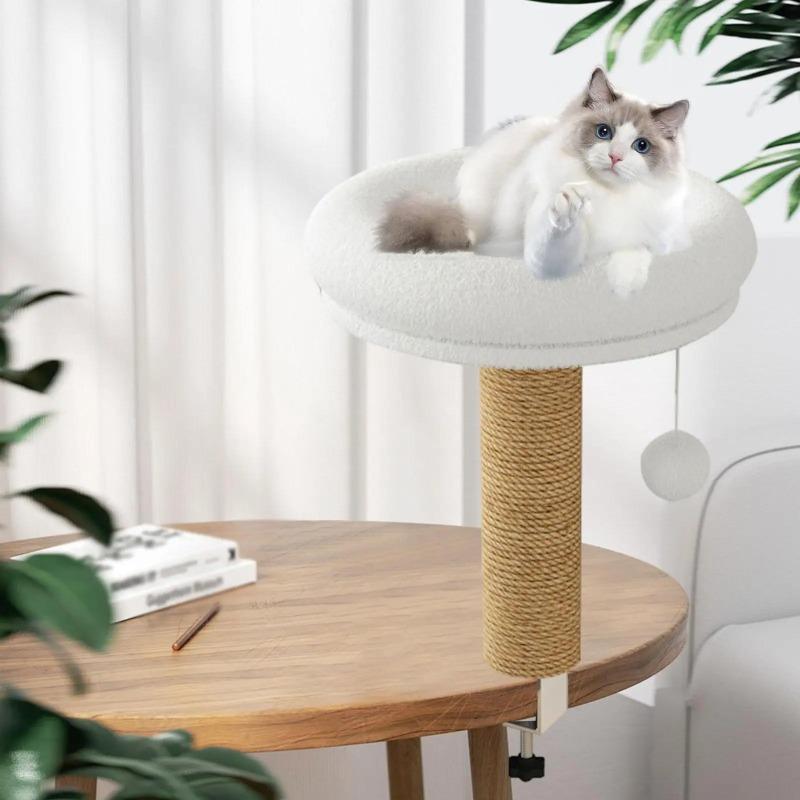 Cat Desk Bed for Home Office Space Saving Soft Pet Bed Elevated Cat Perch